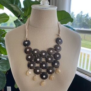 Stella & Dot Wooden Casablanca Bib Necklace